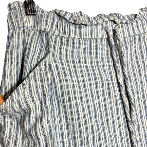 AMERICAN EAGLE | Womens Blue Striped Linen Blend Drawstring Pull On Pants size L - Picture 7 of 15
